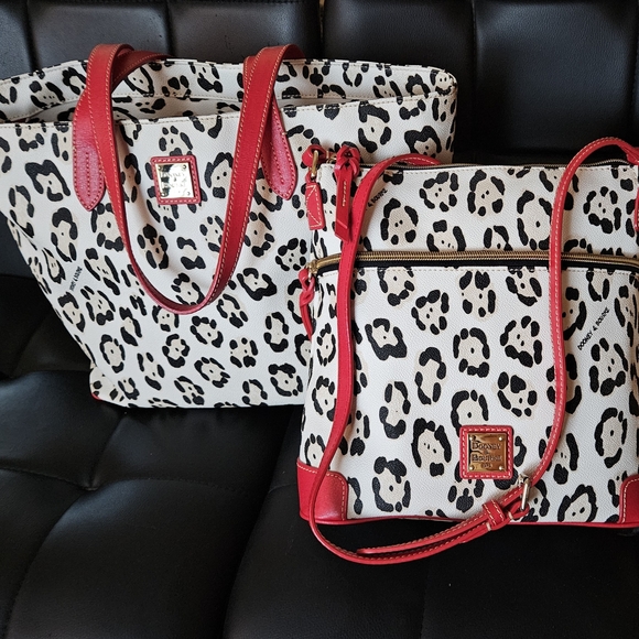 Dooney & Bourke Handbags - Selling as SET! Matching Dooney & Bourke animal print tote & crossbody red trim!